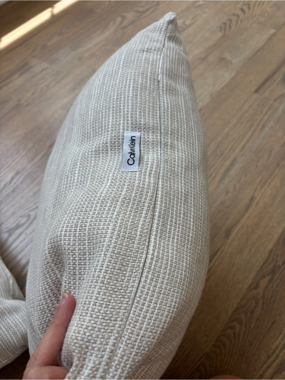Calvin Klein 19 in Square Taupe Beige White Throw Pillows Set of 2